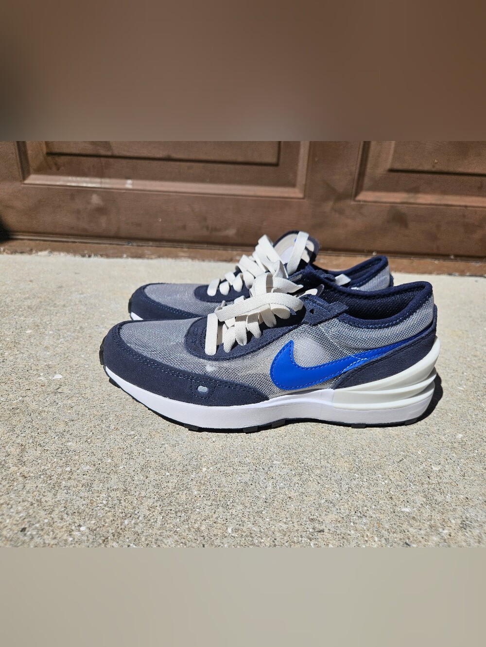 Nike Big Kids Waffle One Athletic Shoe Grey Black Blue White Size 3.5Y Sneaker